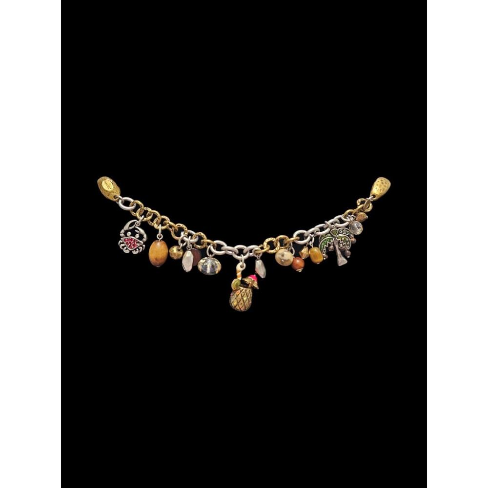 Chicos Vacation Themed Charm Bracelet Crab Palm Tree Pineapple Coconuts Travel